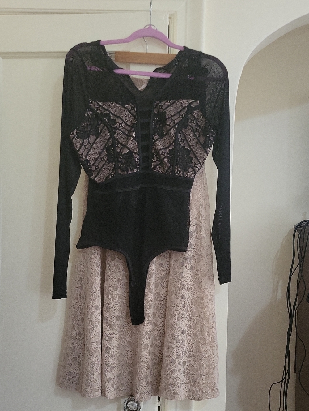 FA Nude Lace Dress with Matching Bodysuit